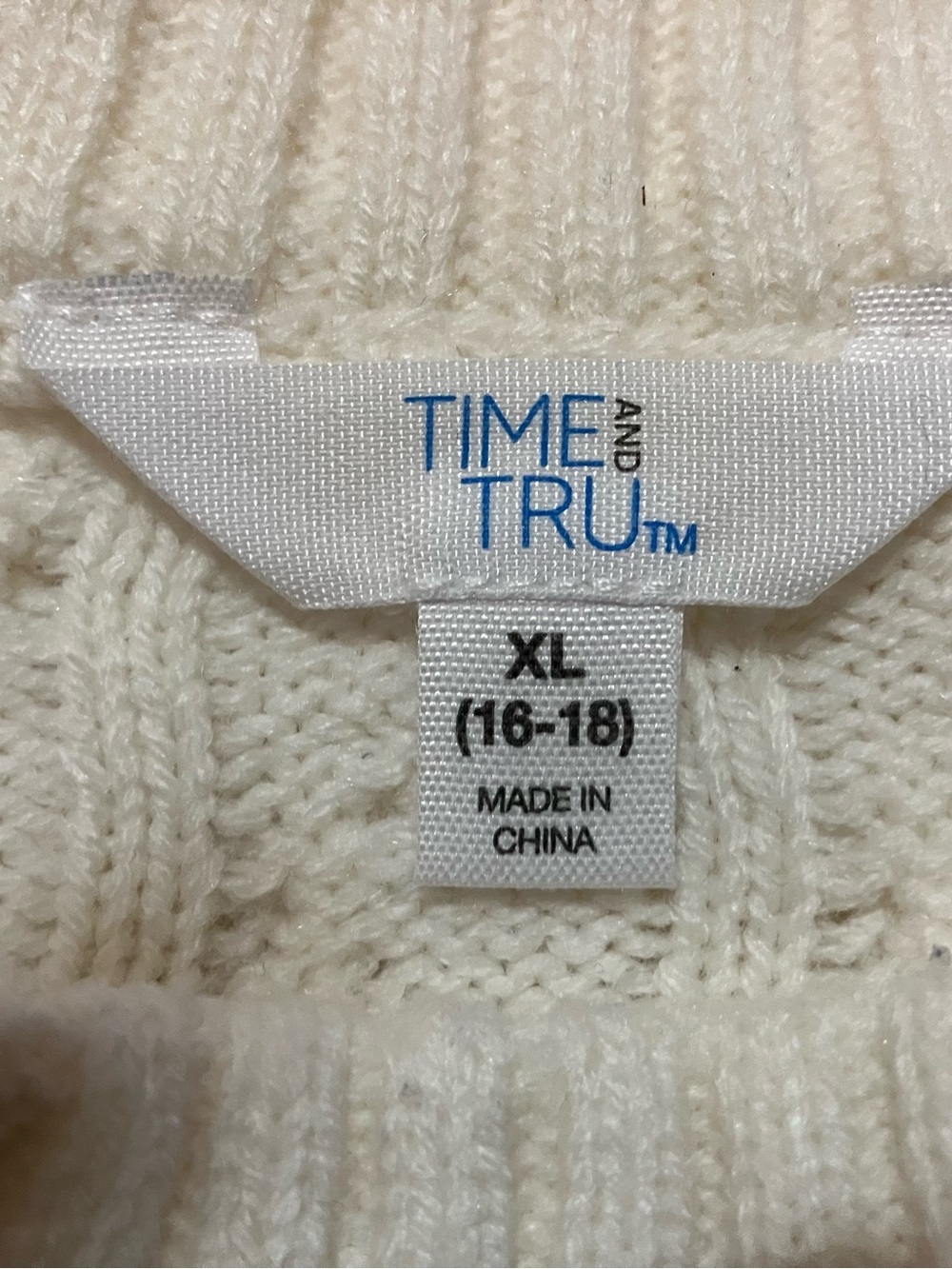 Time and Tru Mixed Stitch Pullover Sweater -Winter White- XL - Picture 3 of 7